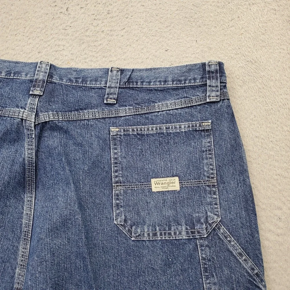 Wrangler Carpenter Shorts Mens 48 Blue Dungarees Loose Fit‎ High Rise Flat Front
